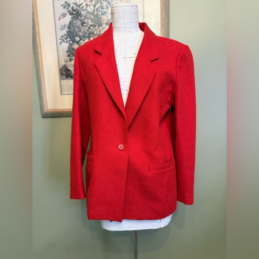 VTG Ports International Red Alpaca Wool Blazer Jacket Size 10